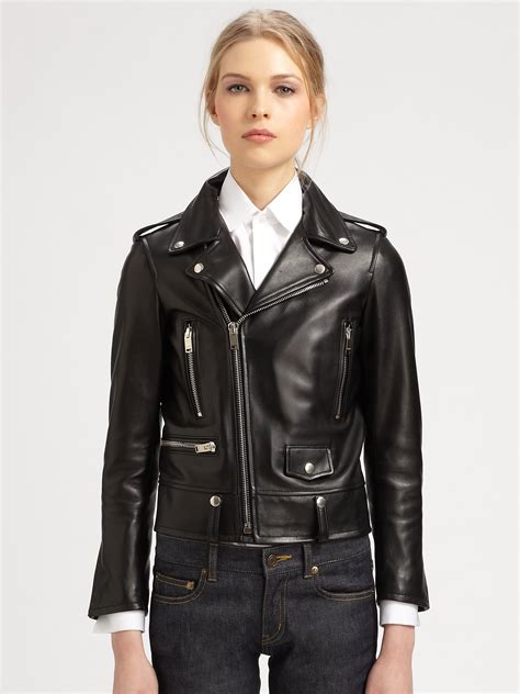 leather jacket ysl|saint laurent leather jacket women's.